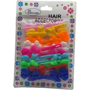 Blossom Hair Accessories Bow Clips Set For Kids Multi-Color Plastic Pack Of 12 P